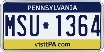 PA license plate MSU1364
