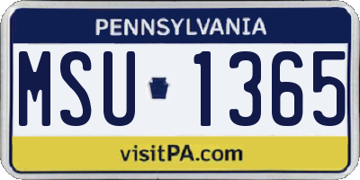 PA license plate MSU1365