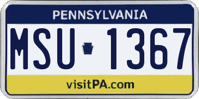 PA license plate MSU1367