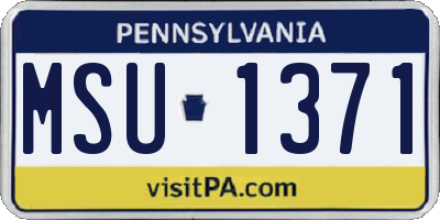 PA license plate MSU1371