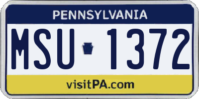 PA license plate MSU1372