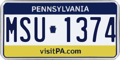 PA license plate MSU1374