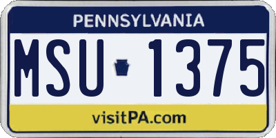 PA license plate MSU1375