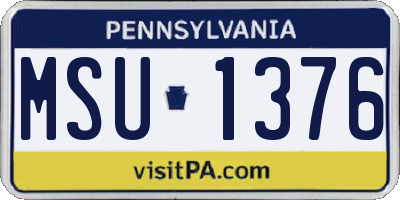 PA license plate MSU1376