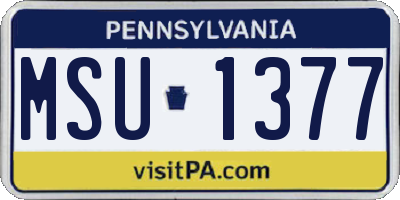 PA license plate MSU1377