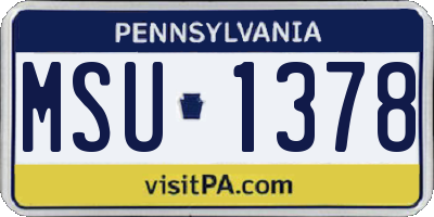 PA license plate MSU1378