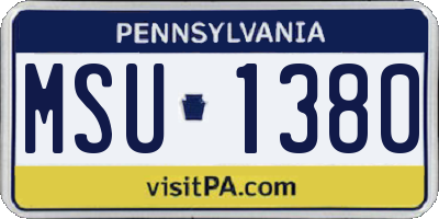 PA license plate MSU1380