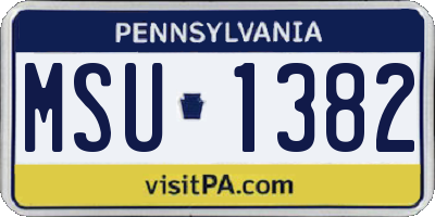 PA license plate MSU1382