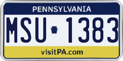 PA license plate MSU1383