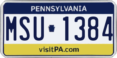 PA license plate MSU1384
