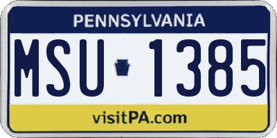 PA license plate MSU1385