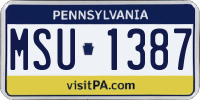 PA license plate MSU1387