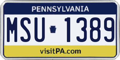 PA license plate MSU1389