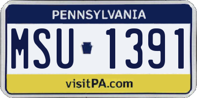 PA license plate MSU1391