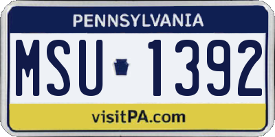 PA license plate MSU1392