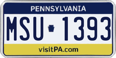 PA license plate MSU1393