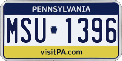 PA license plate MSU1396