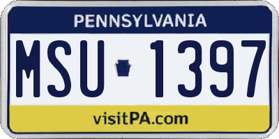 PA license plate MSU1397