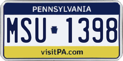 PA license plate MSU1398
