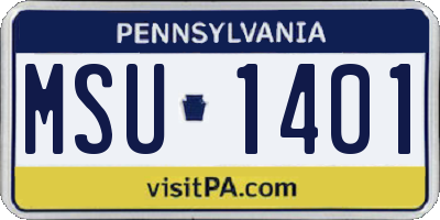 PA license plate MSU1401
