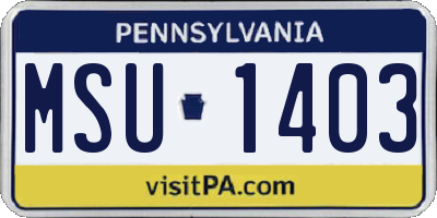 PA license plate MSU1403
