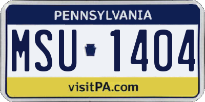 PA license plate MSU1404