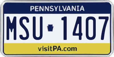 PA license plate MSU1407