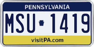PA license plate MSU1419