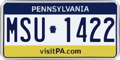 PA license plate MSU1422