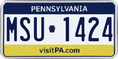 PA license plate MSU1424