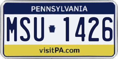 PA license plate MSU1426