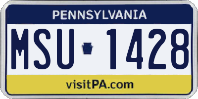 PA license plate MSU1428