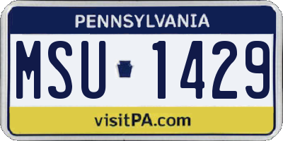 PA license plate MSU1429