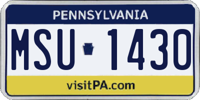 PA license plate MSU1430