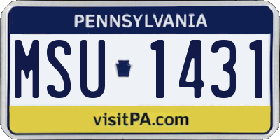 PA license plate MSU1431