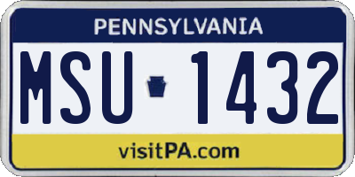 PA license plate MSU1432