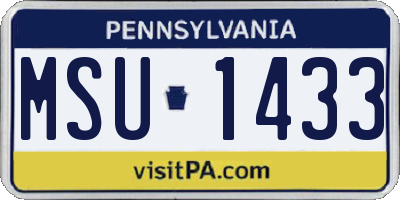 PA license plate MSU1433