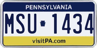 PA license plate MSU1434