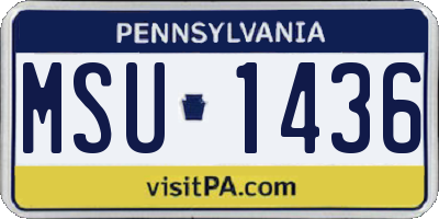 PA license plate MSU1436