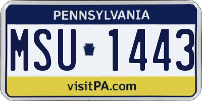 PA license plate MSU1443