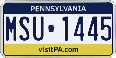 PA license plate MSU1445
