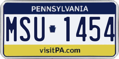 PA license plate MSU1454
