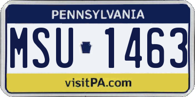 PA license plate MSU1463