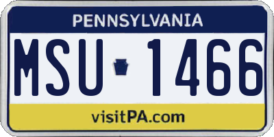 PA license plate MSU1466