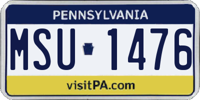 PA license plate MSU1476