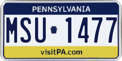 PA license plate MSU1477