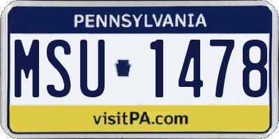 PA license plate MSU1478