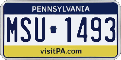 PA license plate MSU1493