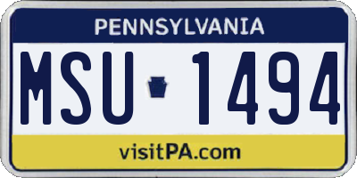 PA license plate MSU1494