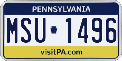 PA license plate MSU1496